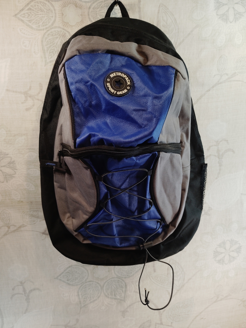 Metropack Blue and Gray  Backpack with Front Bungee